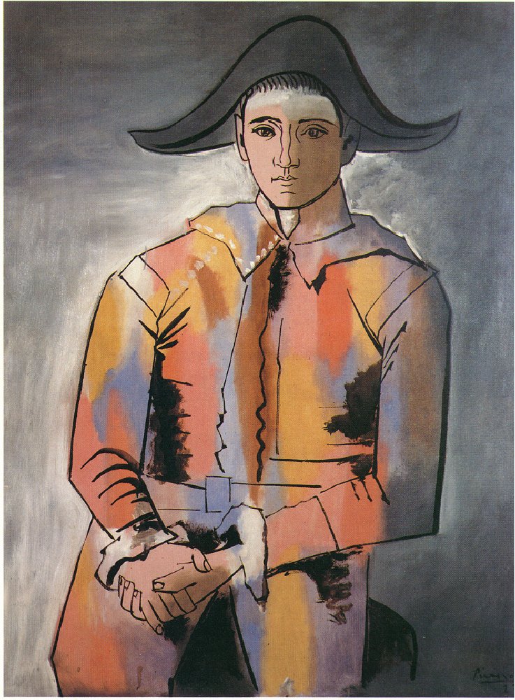 Picasso Harlequin with his hands crossed. Jacinto Salvado 1923